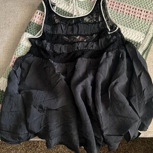 Free People Black Sleeveless tunic top with Lace Details